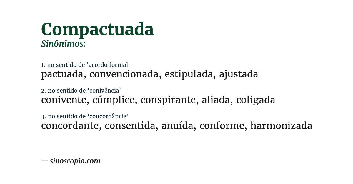 Sinônimo de compactuada