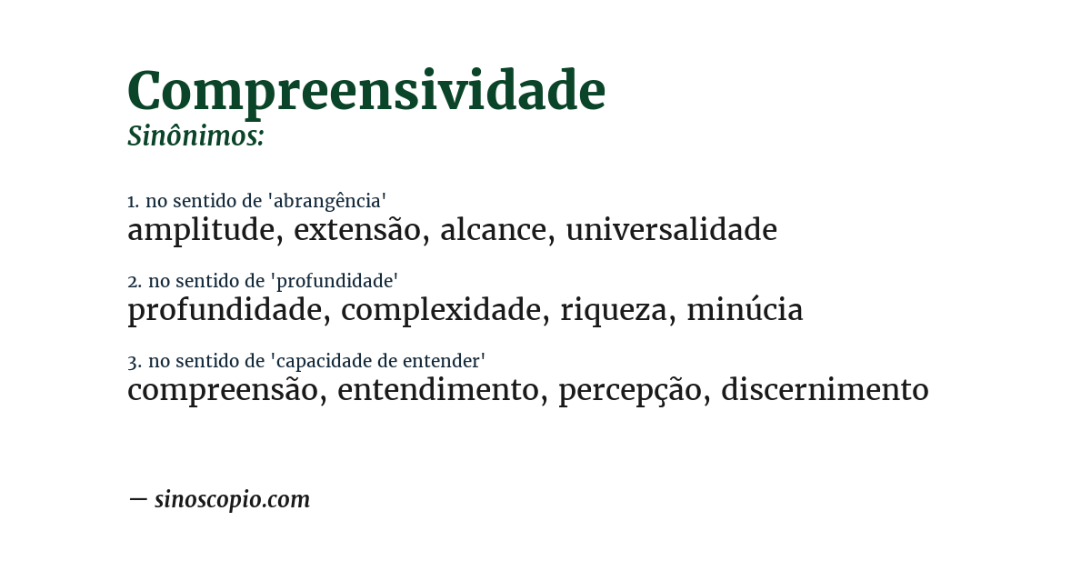Sinônimo de compreensividade