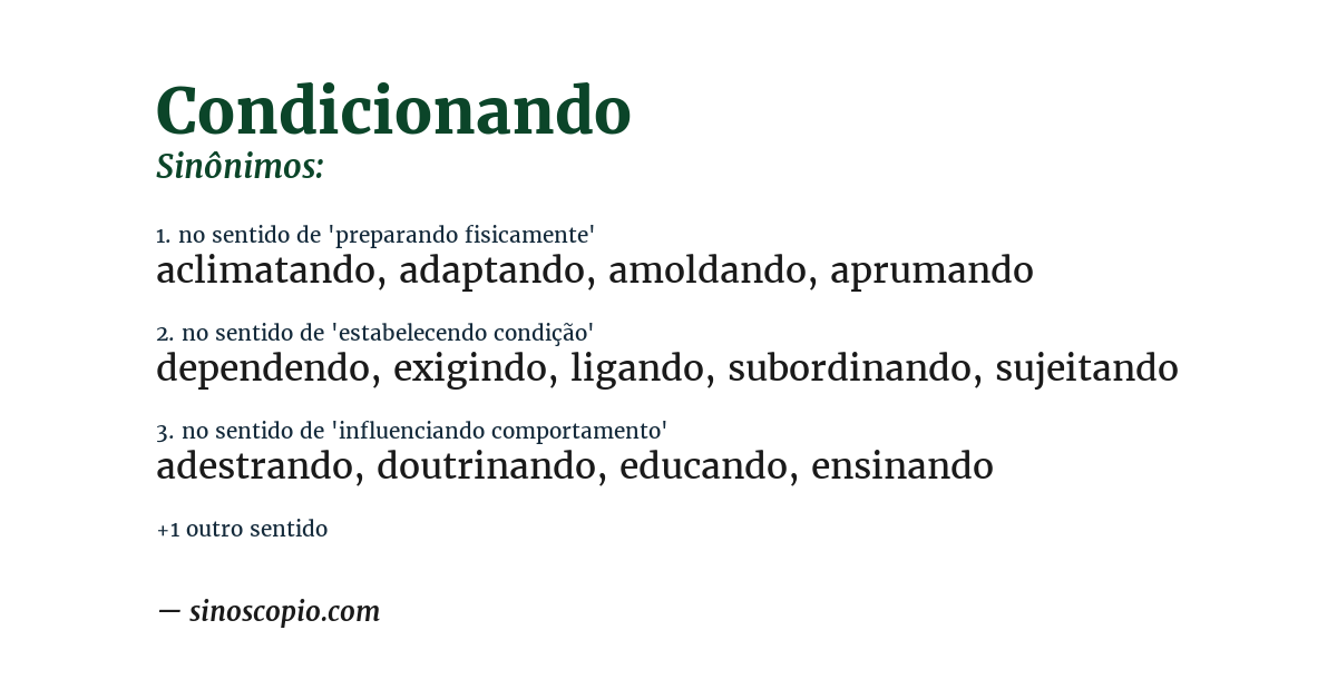 Sinônimo de condicionando