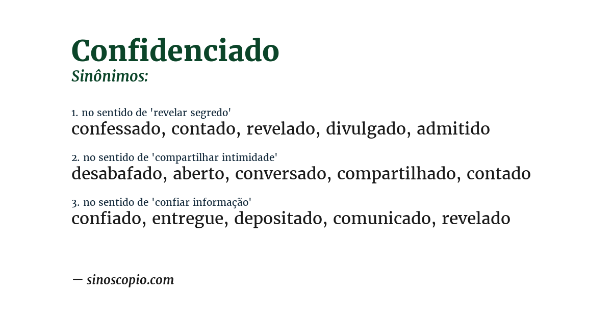 Sinônimo de confidenciado