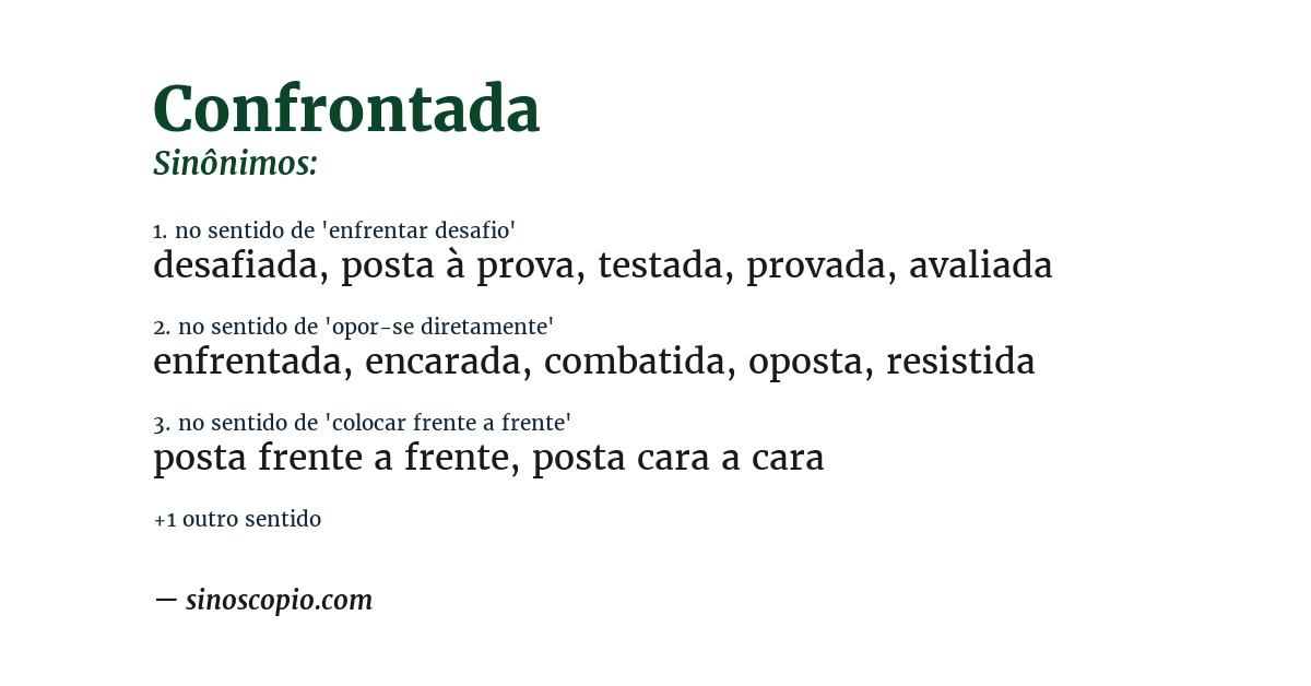 Sinônimo de confrontada