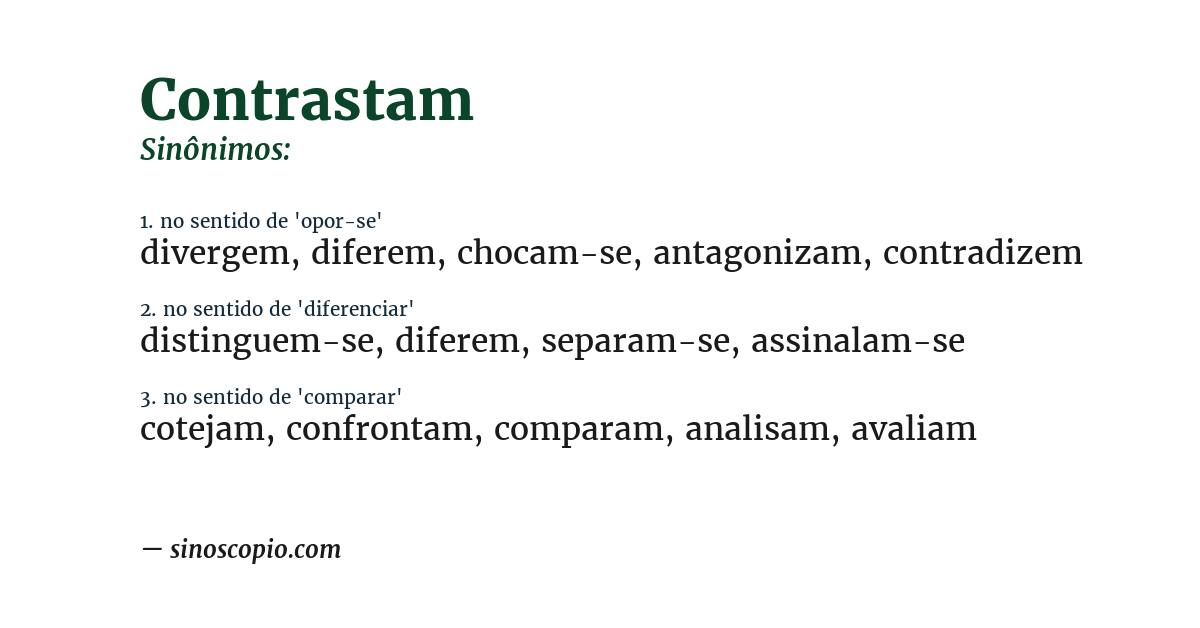 Sinônimo de contrastam