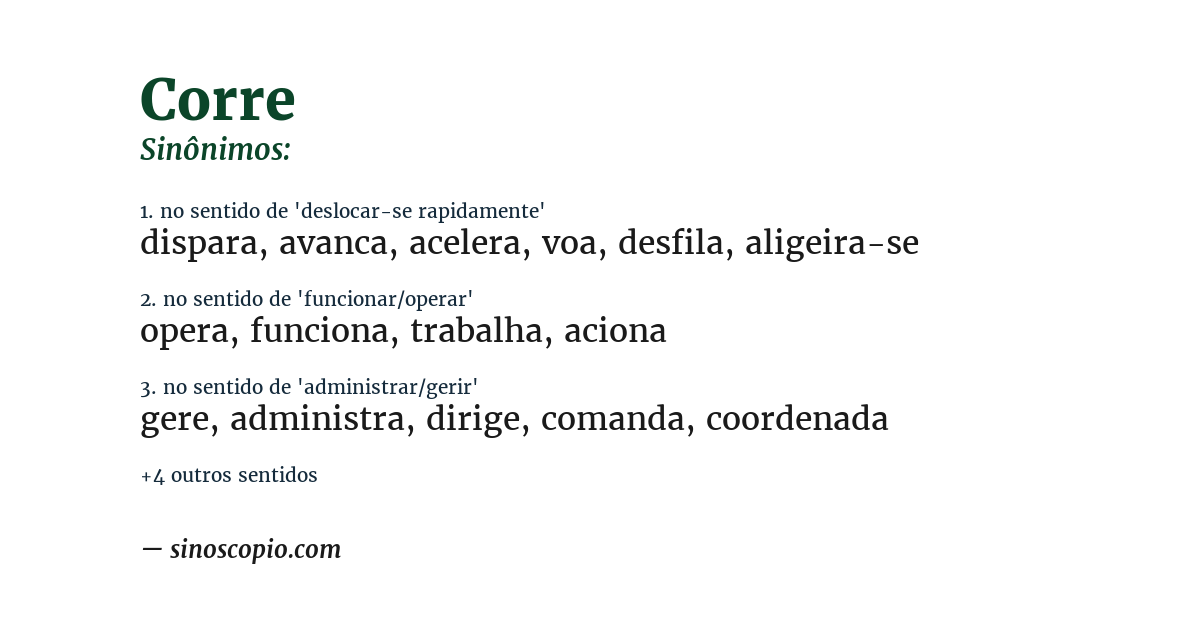 Sinônimo de corre