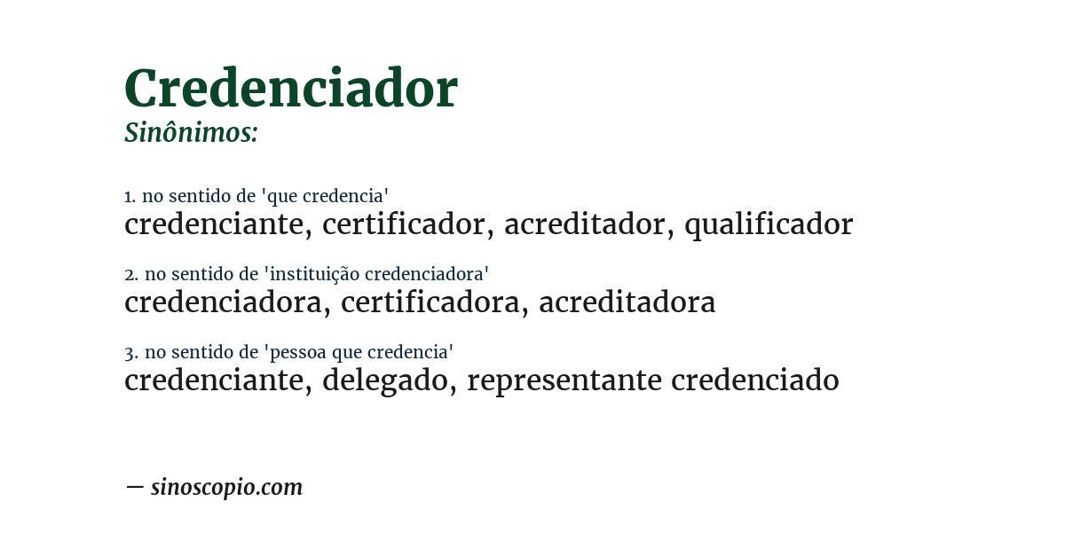 Sinônimo de credenciador