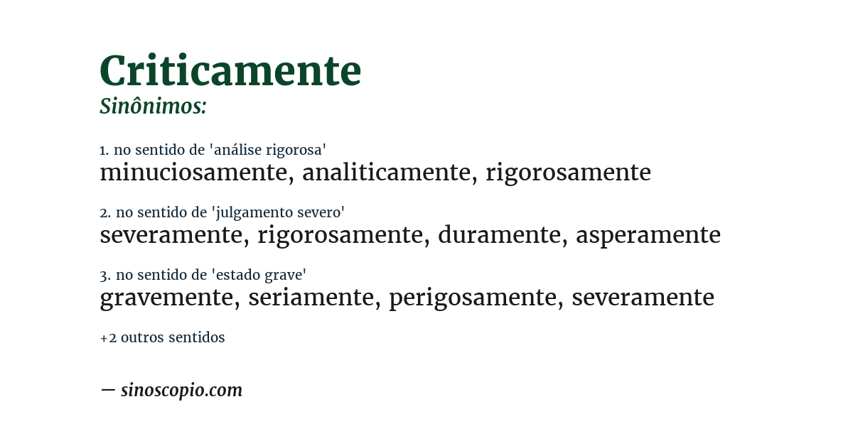 Sinônimo de criticamente