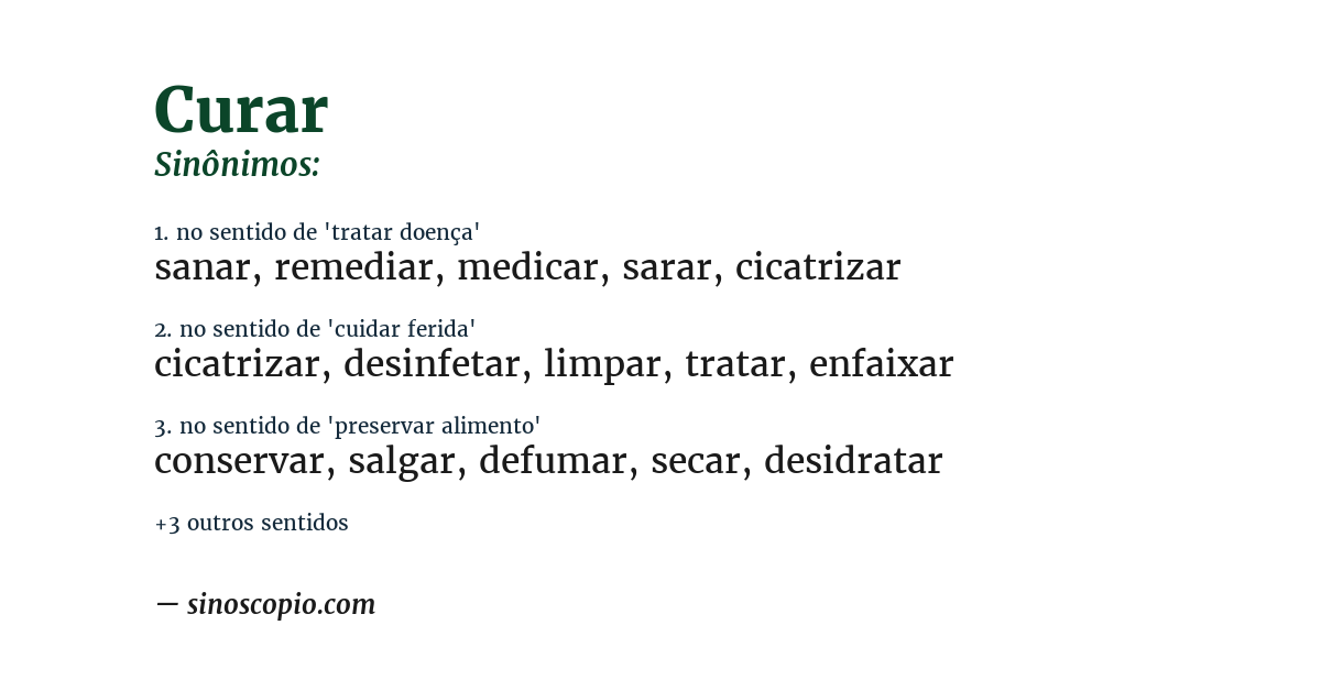 Sinônimo de curar