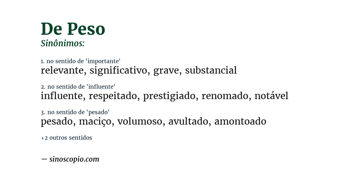 Sinônimo de de peso
