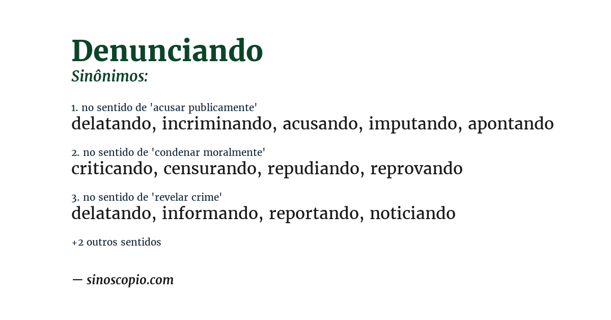 Sinônimo de denunciando