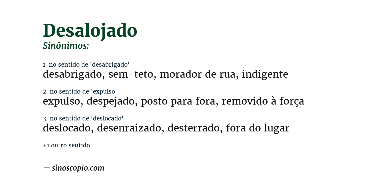 Sinônimo de desalojado