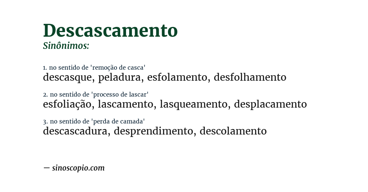 Sinônimo de descascamento