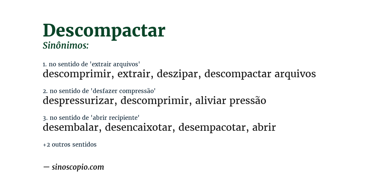 Sinônimo de descompactar