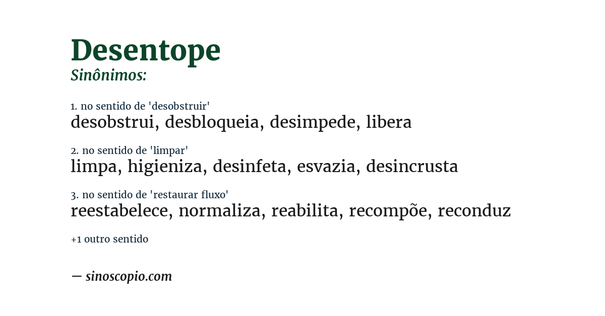 Sinônimo de desentope