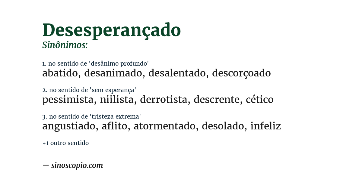 Sinônimo de desesperançado