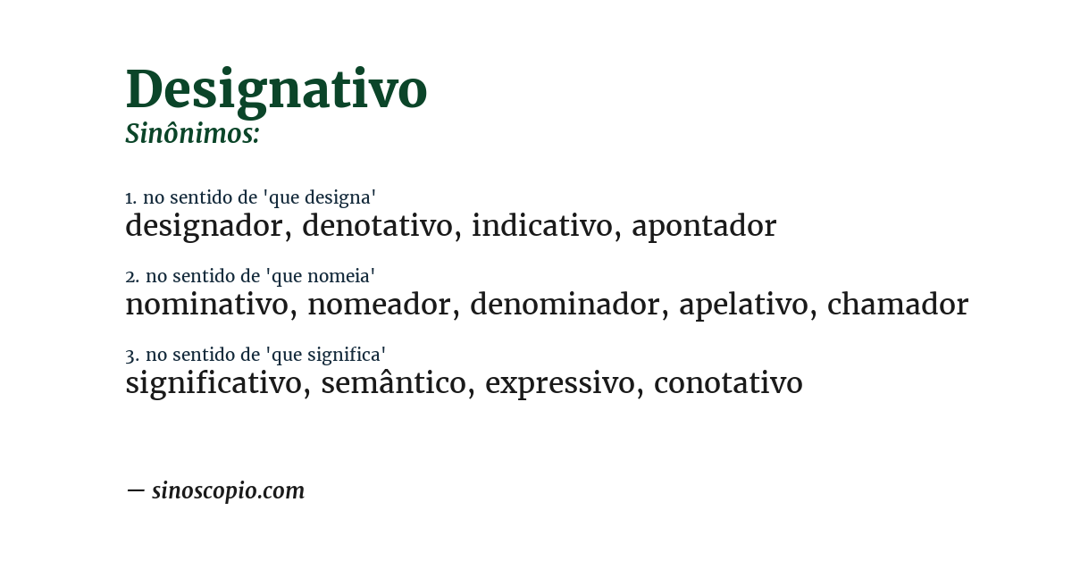 Sinônimo de designativo
