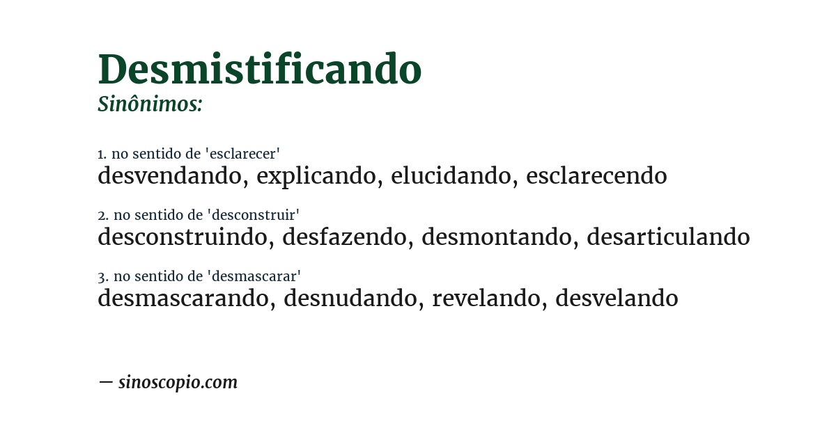 Sinônimo de desmistificando