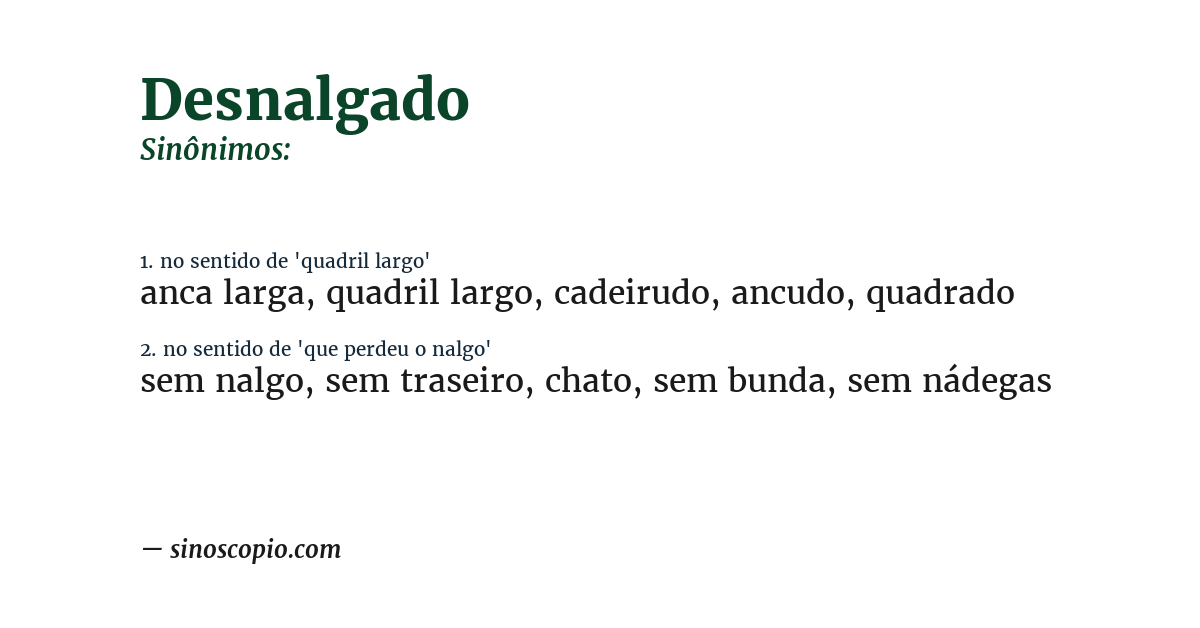 Sinônimo de desnalgado