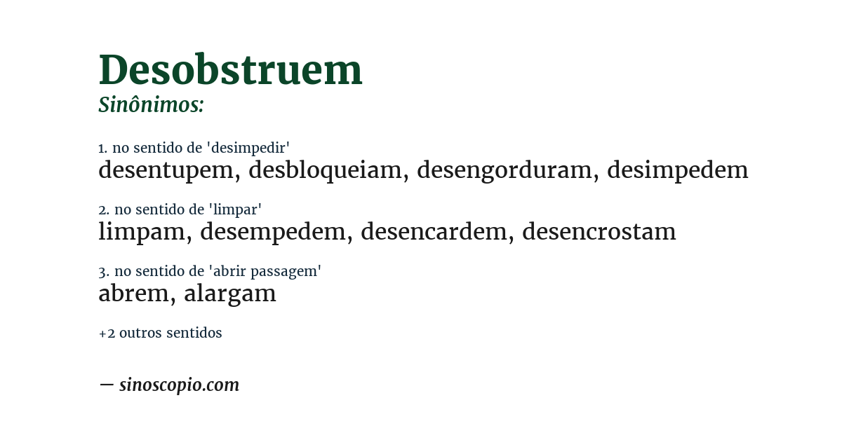 Sinônimo de desobstruem