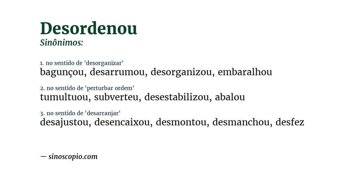 Sinônimo de desordenou