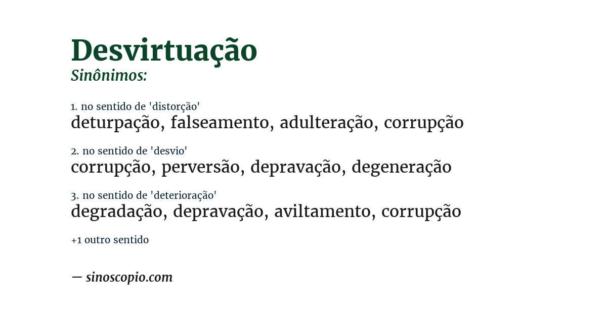 Sinônimo de desvirtuação