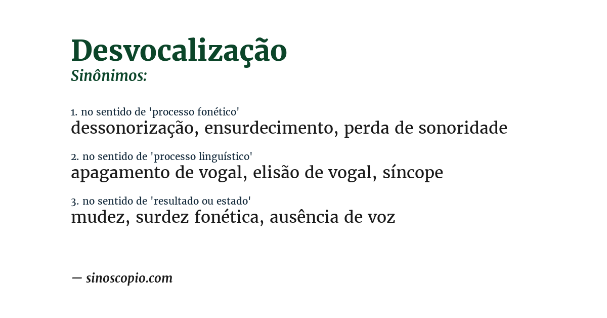 Sinônimo de desvocalização