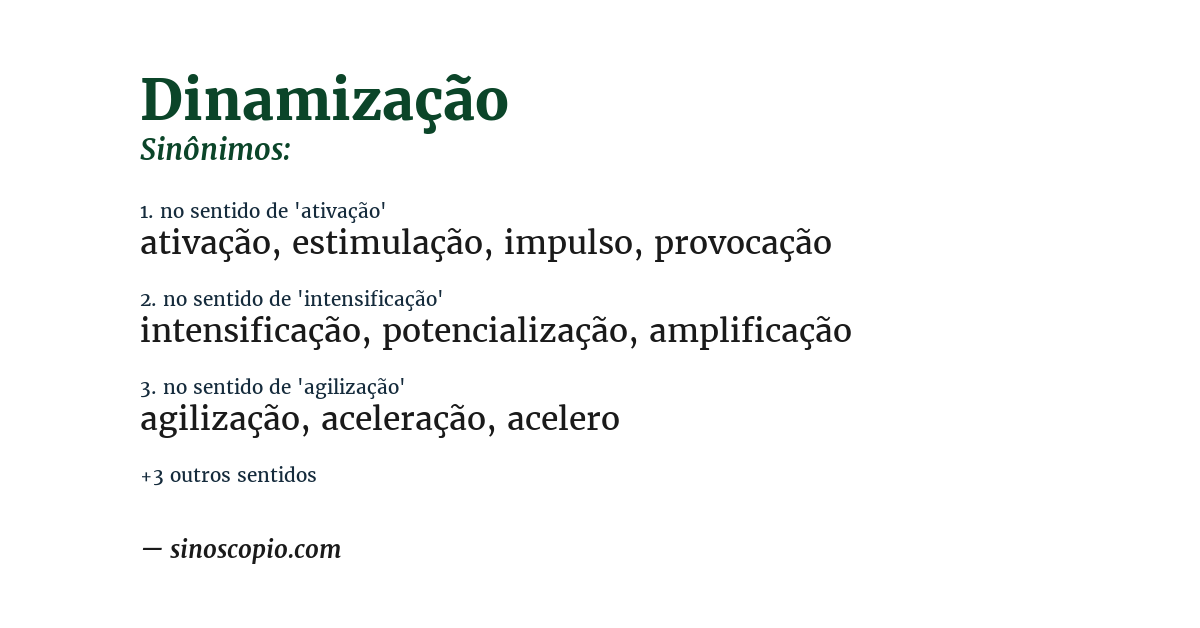 Sinônimo de dinamização