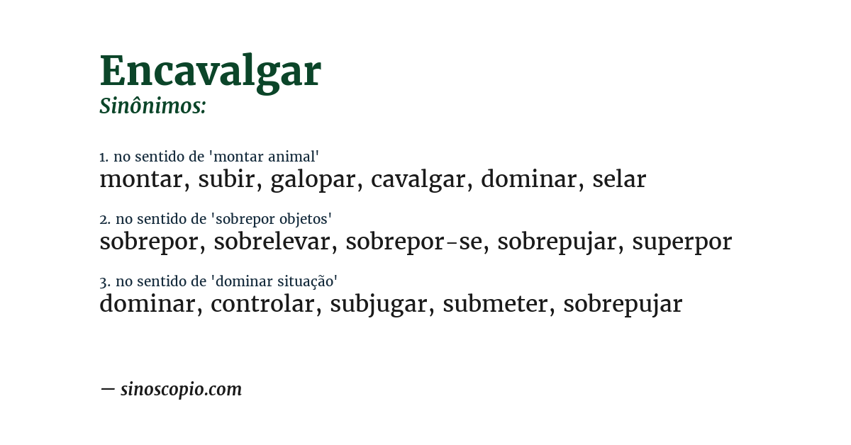 Sinônimo de encavalgar