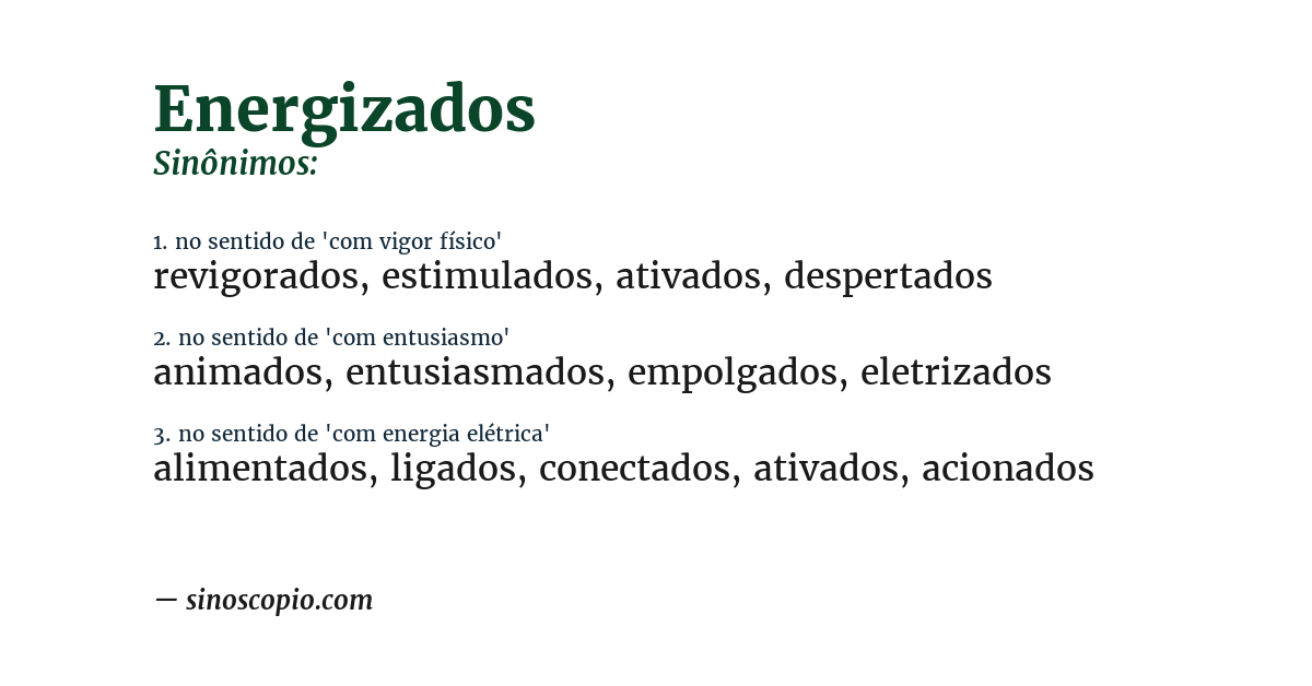 Sinônimo de energizados