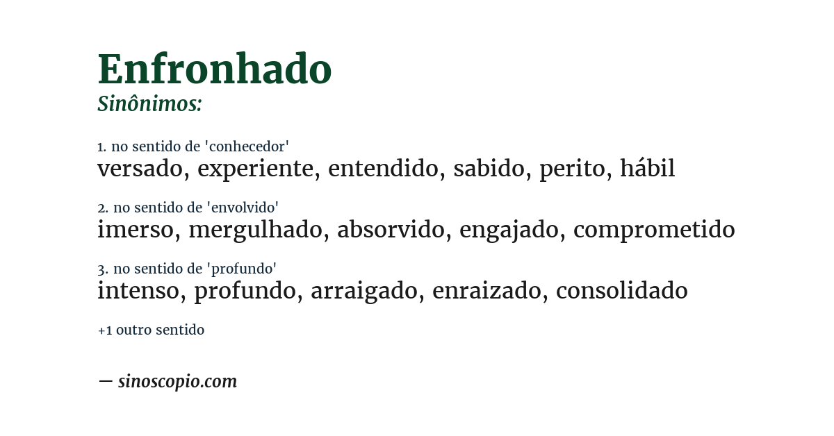 Sinônimo de enfronhado