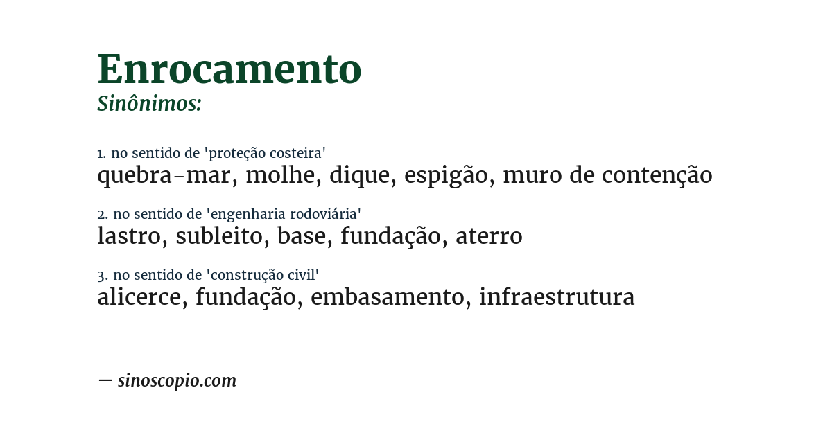 Sinônimo de enrocamento
