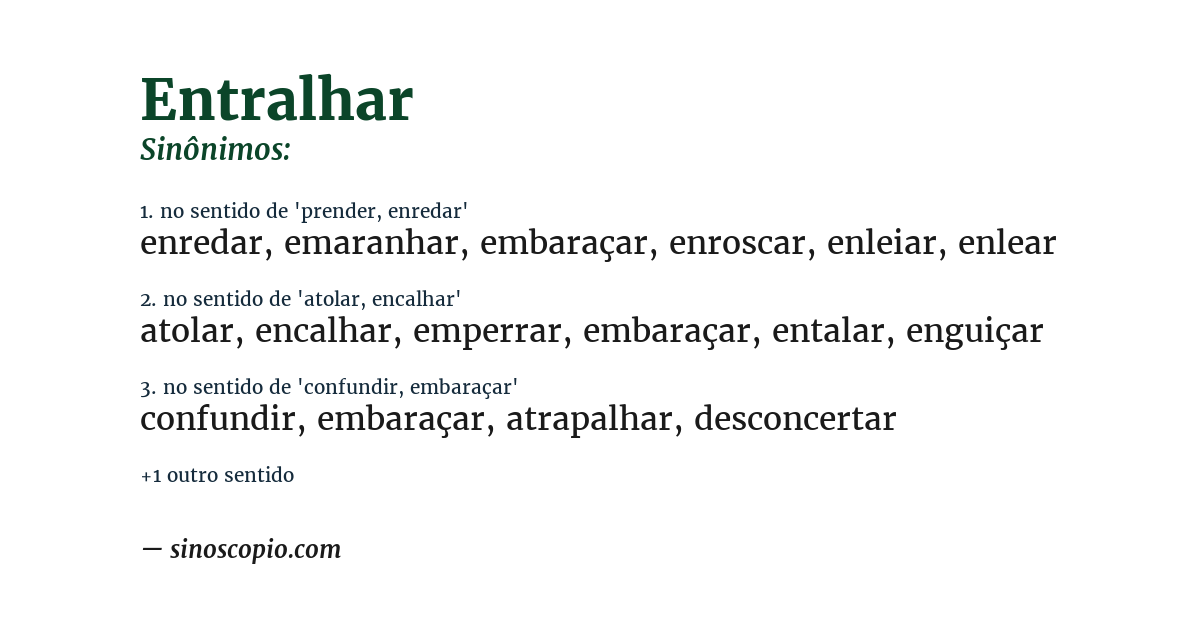 Sinônimo de entralhar