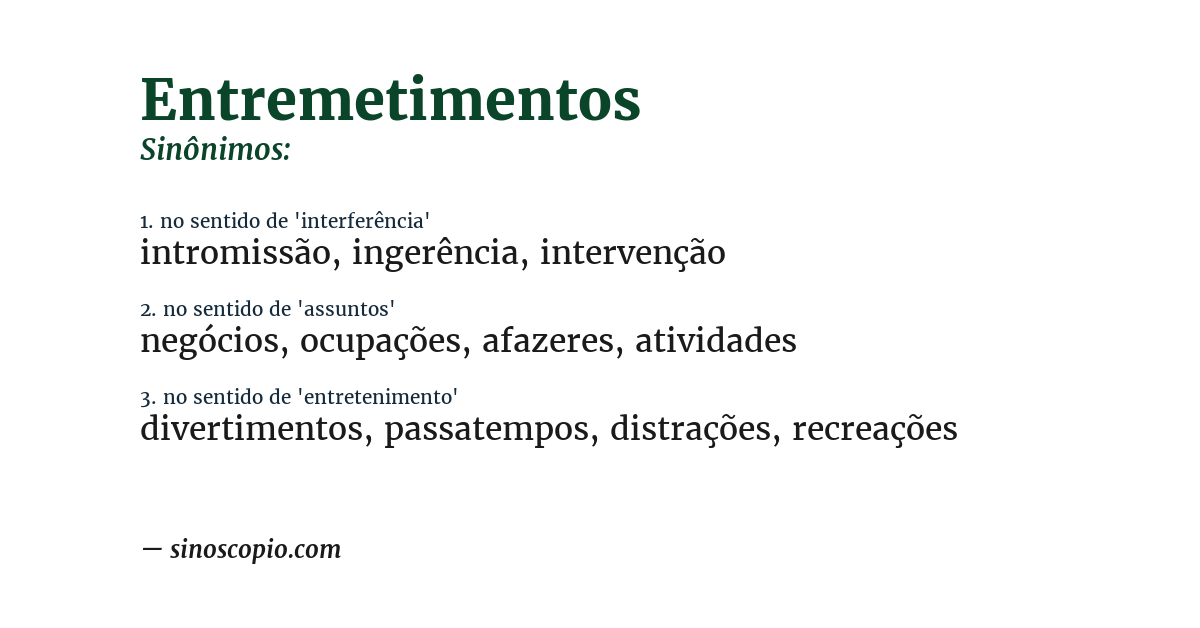Sinônimo de entremetimentos