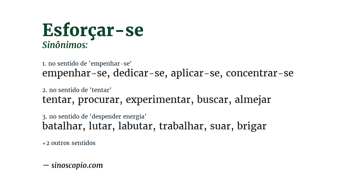 Sinônimo de esforçar-se