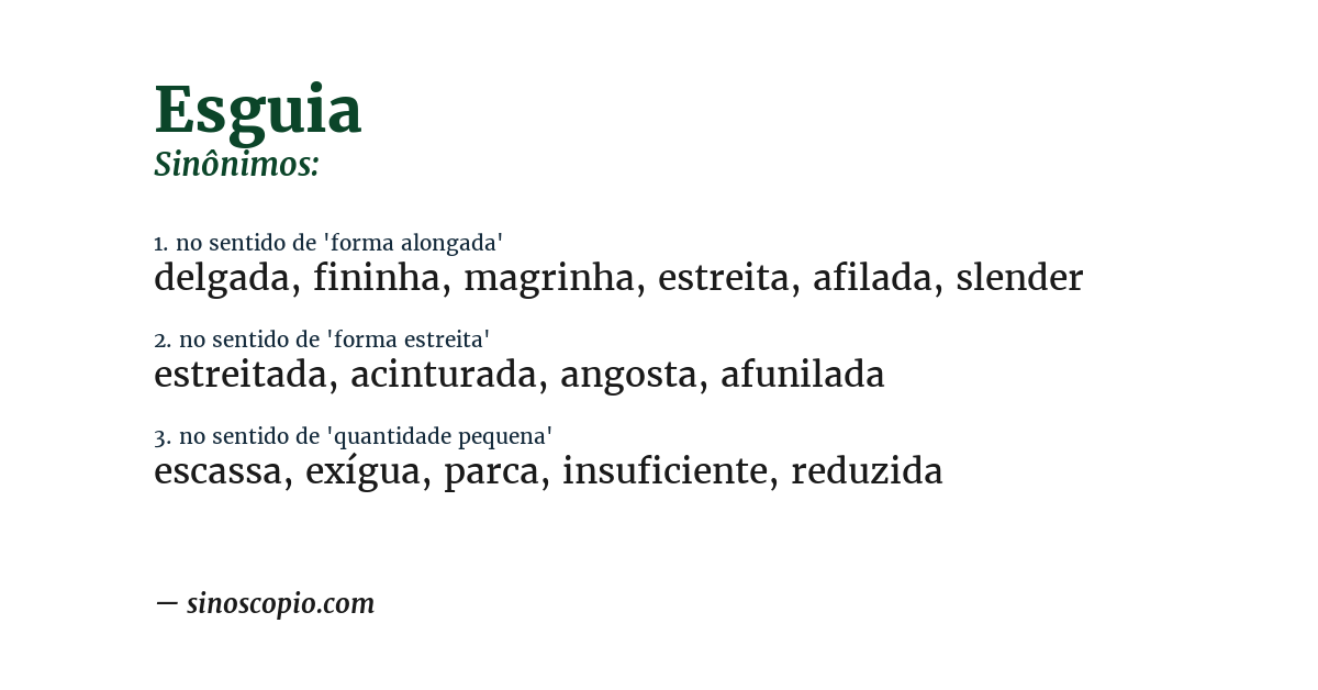 Sinônimo de esguia