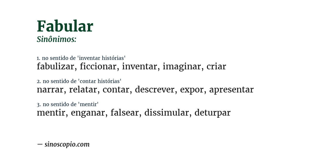 Sinônimo de fabular