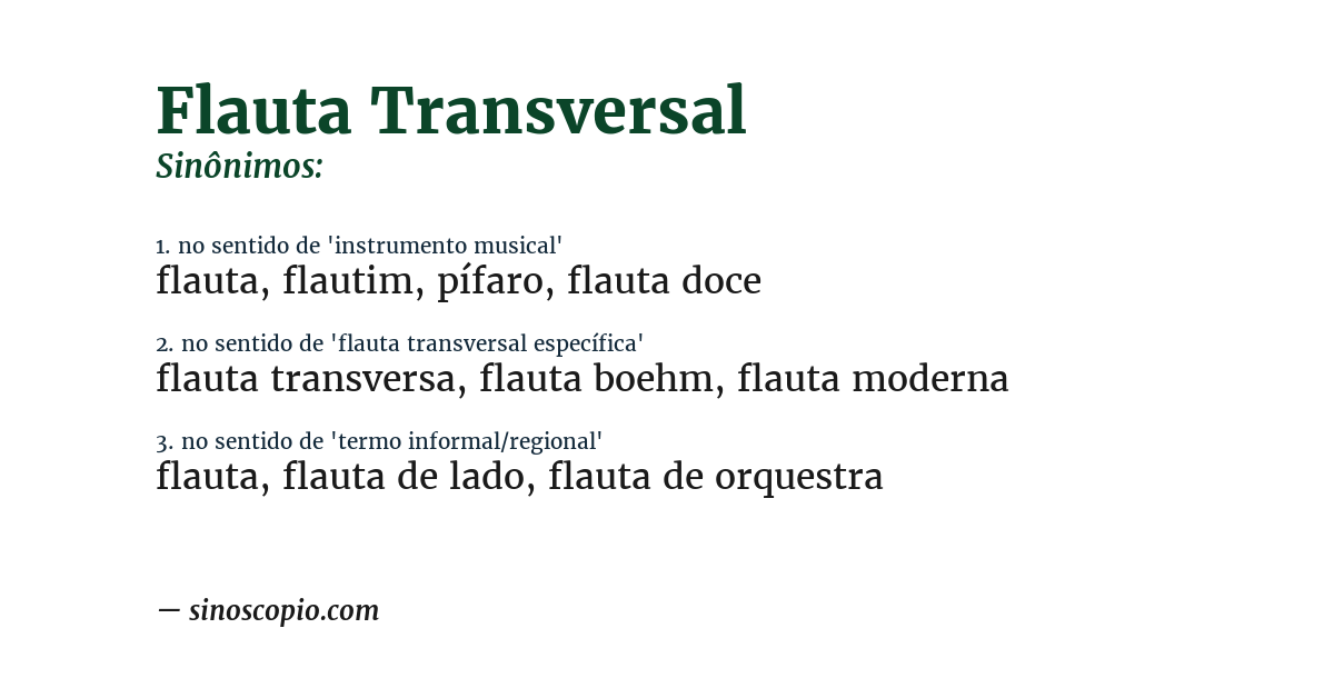 Sinônimo de flauta transversal