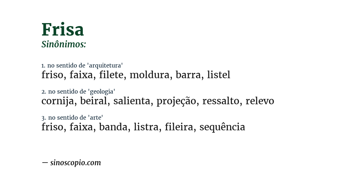 Sinônimo de frisa