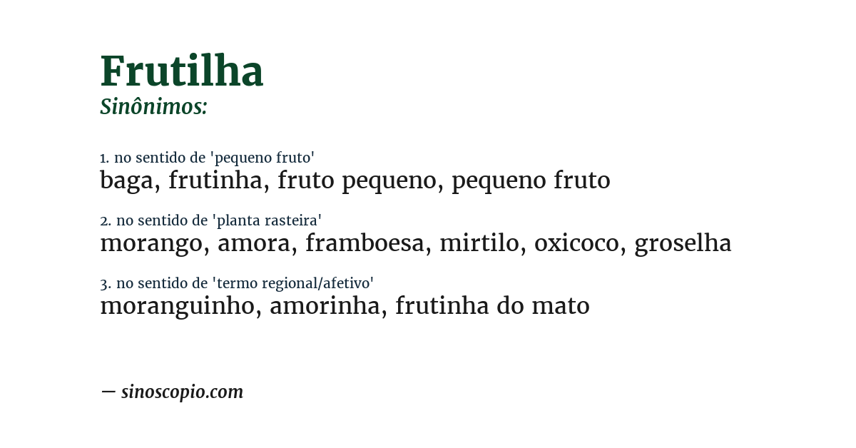 Sinônimo de frutilha