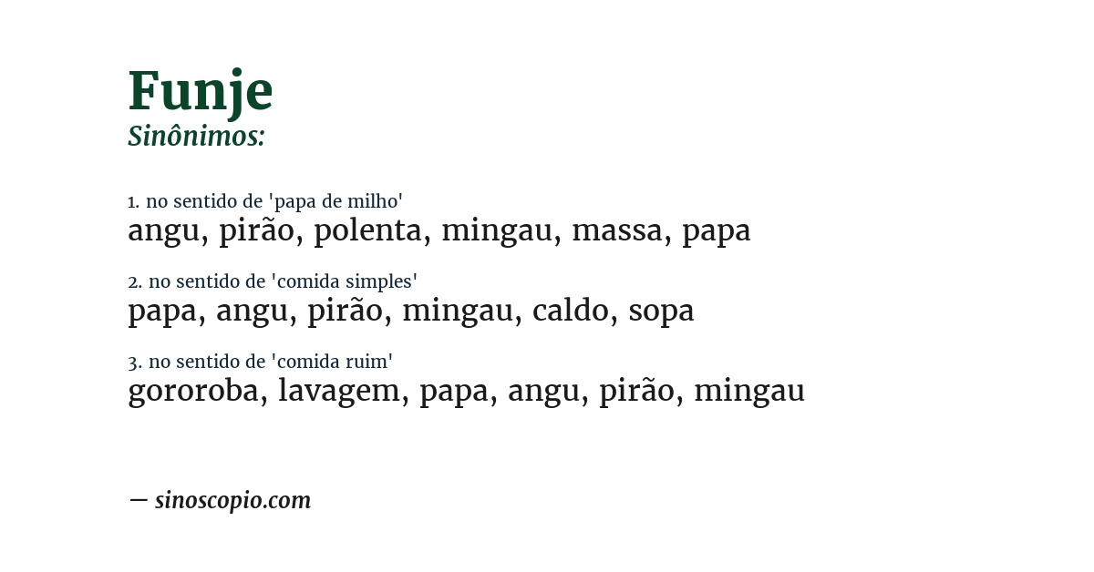 Sinônimo de funje