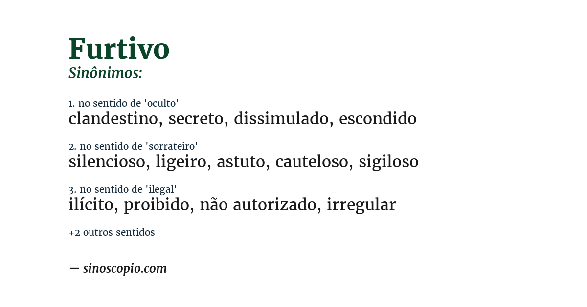 Sinônimo de furtivo