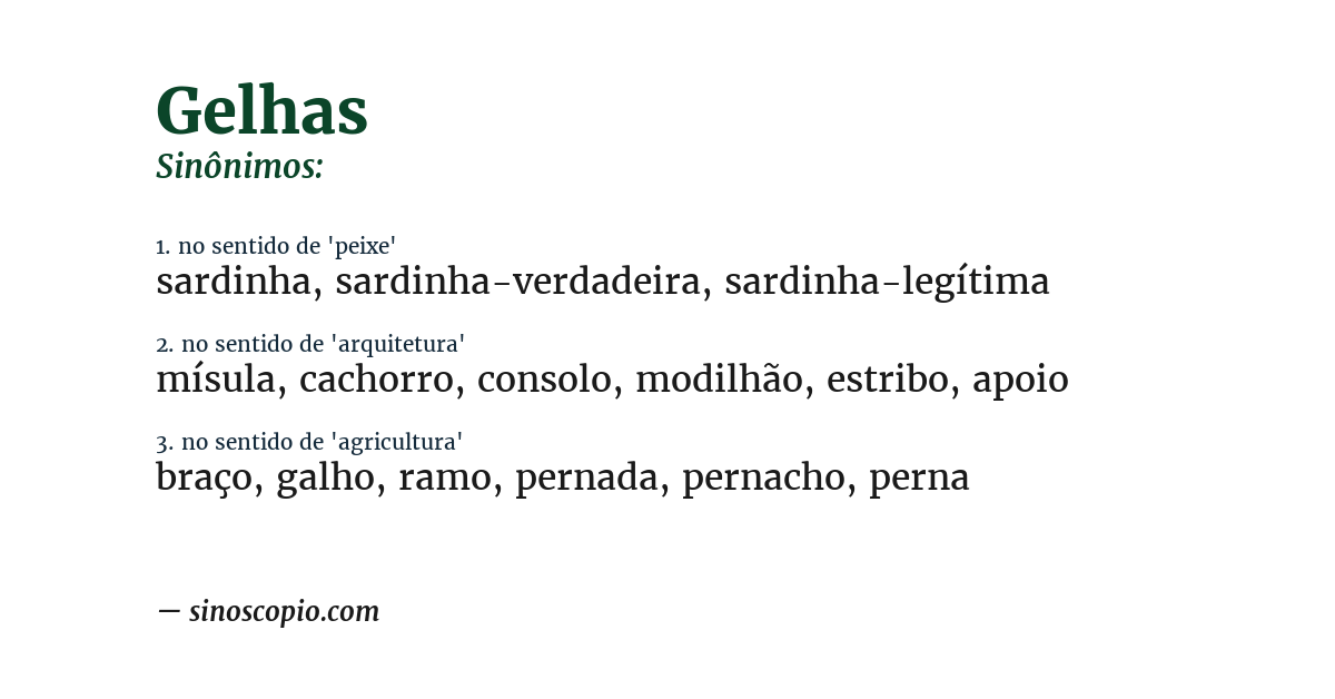 Sinônimo de gelhas