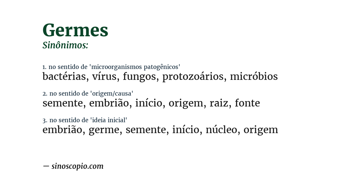 Sinônimo de germes