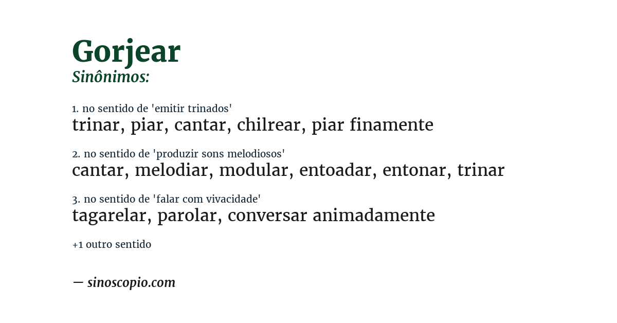 Sinônimo de gorjear