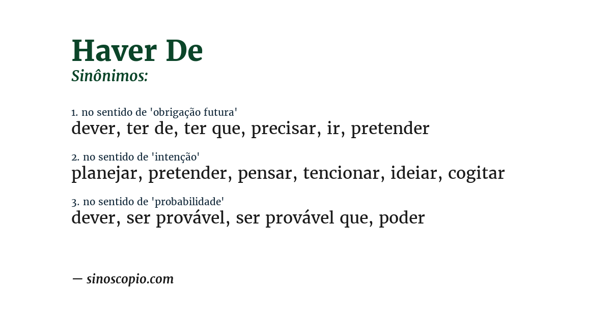 Sinônimo de haver de