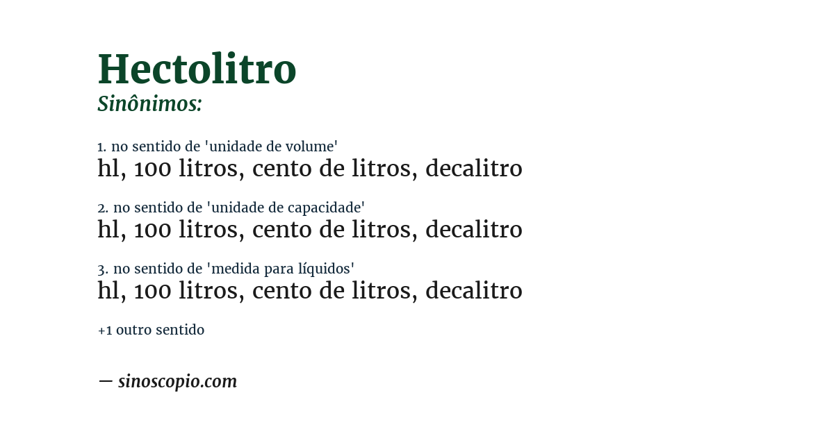 Sinônimo de hectolitro