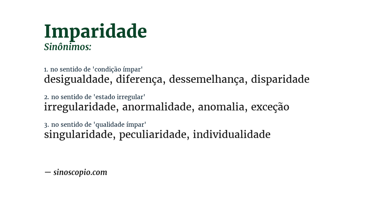Sinônimo de imparidade
