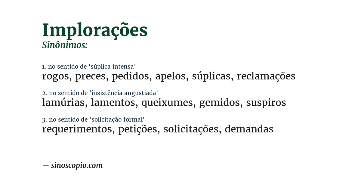 Sinônimo de implorações