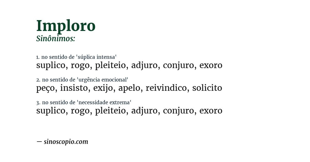 Sinônimo de imploro