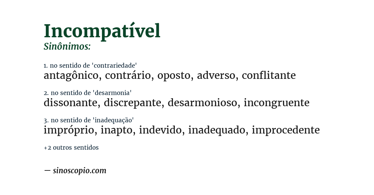 Sinônimo de incompatível