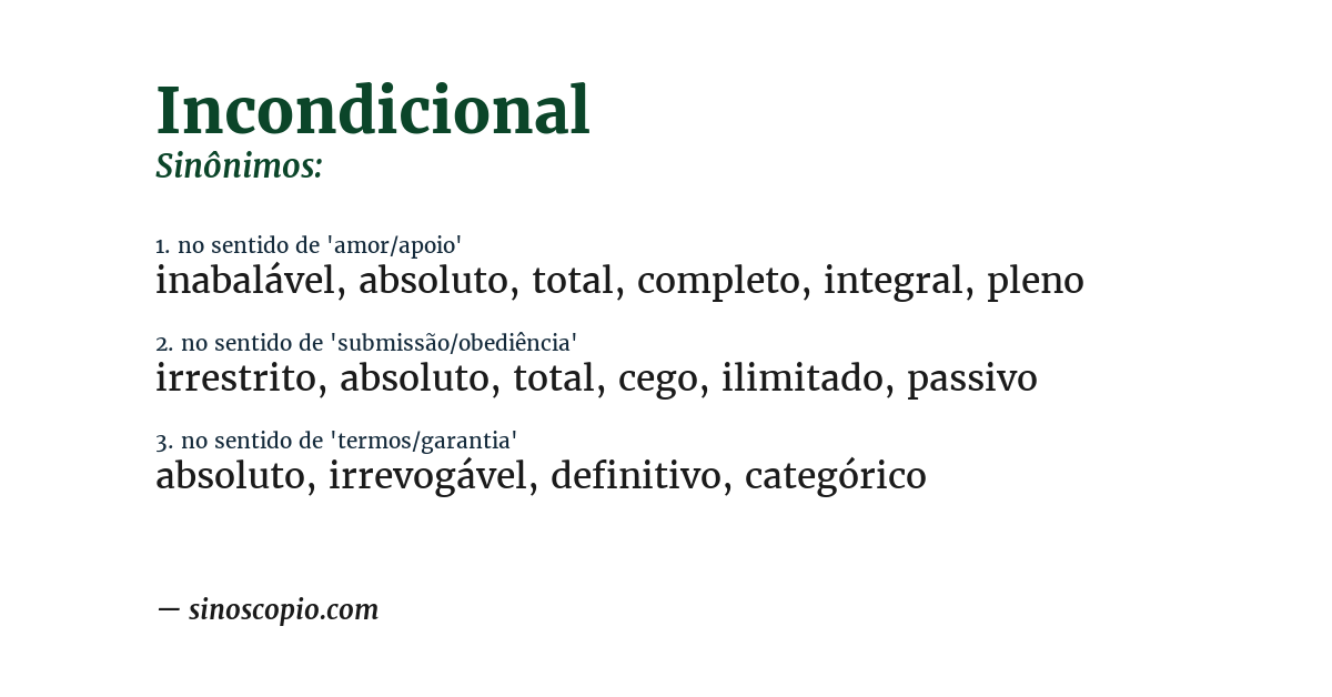 Sinônimo de incondicional