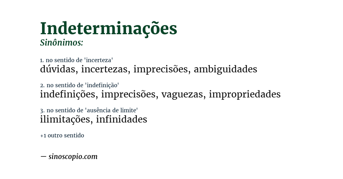 Sinônimo de indeterminações